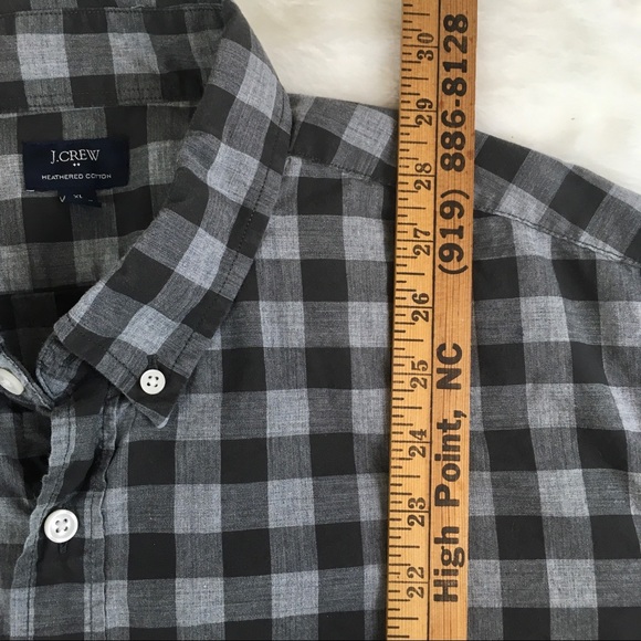 J Crew Shirt Mens XL Cotton Button Up Long Sleeve Black Gray Plaid - Picture 7 of 9